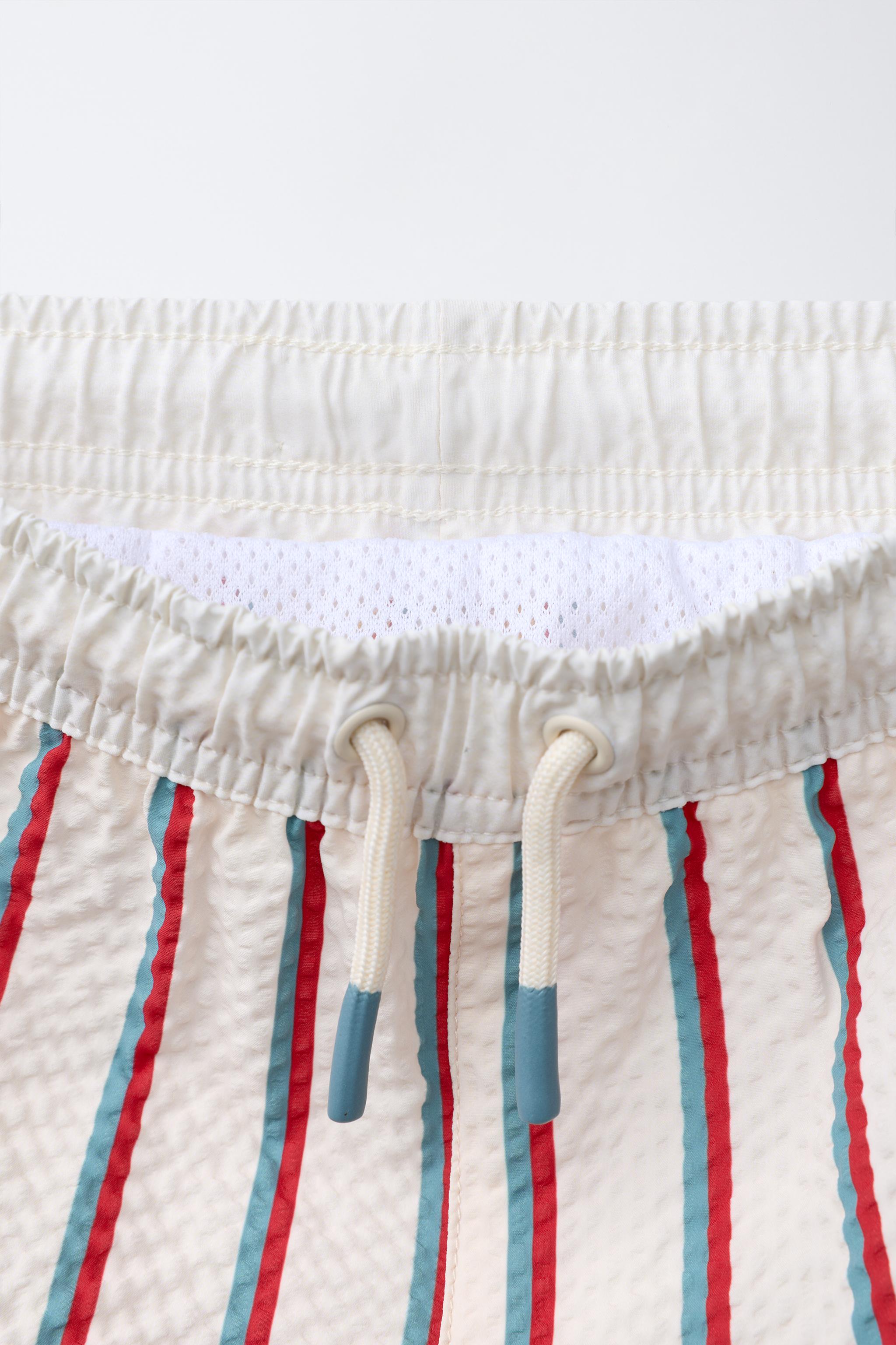 6-14 YEARS/ TEXTURED STRIPE SWIM SHORTS